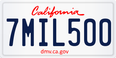 CA license plate 7MIL500