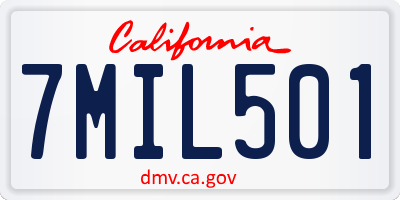 CA license plate 7MIL501