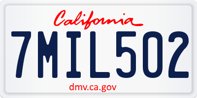 CA license plate 7MIL502