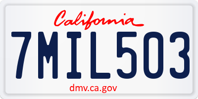 CA license plate 7MIL503