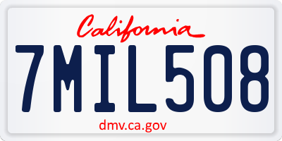 CA license plate 7MIL508