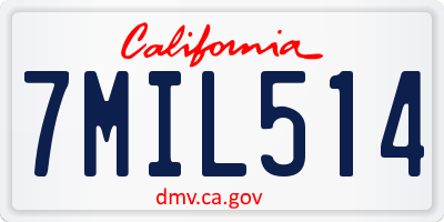 CA license plate 7MIL514