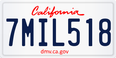 CA license plate 7MIL518