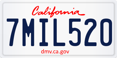 CA license plate 7MIL520