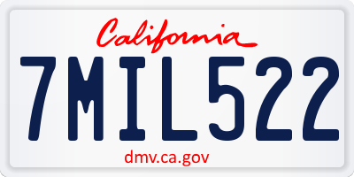 CA license plate 7MIL522