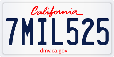 CA license plate 7MIL525