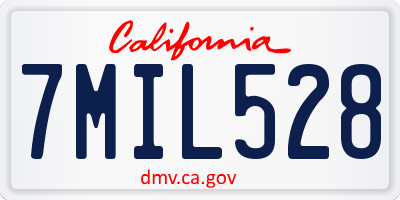 CA license plate 7MIL528