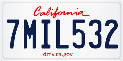 CA license plate 7MIL532