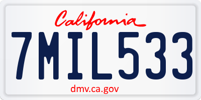 CA license plate 7MIL533
