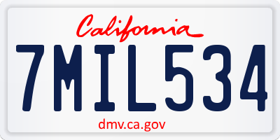 CA license plate 7MIL534