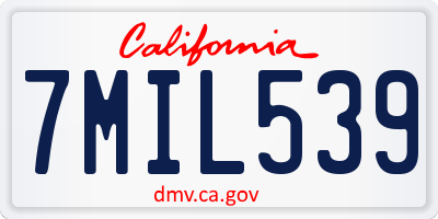 CA license plate 7MIL539