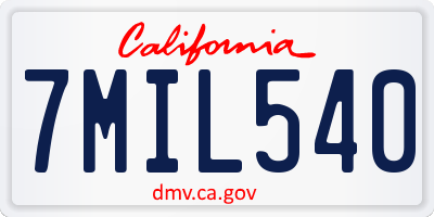 CA license plate 7MIL540