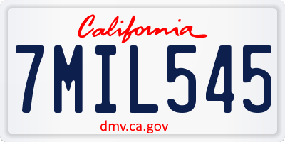 CA license plate 7MIL545