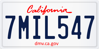 CA license plate 7MIL547