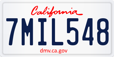 CA license plate 7MIL548