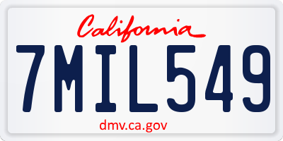 CA license plate 7MIL549
