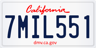 CA license plate 7MIL551