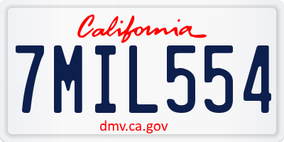 CA license plate 7MIL554