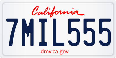 CA license plate 7MIL555