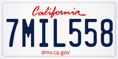 CA license plate 7MIL558