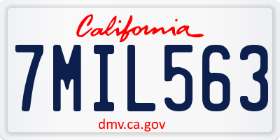 CA license plate 7MIL563