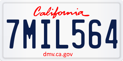 CA license plate 7MIL564