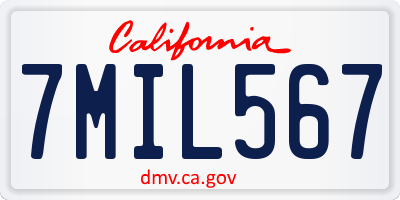 CA license plate 7MIL567