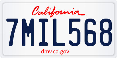 CA license plate 7MIL568