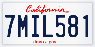 CA license plate 7MIL581