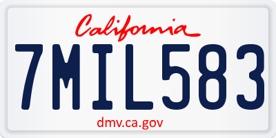 CA license plate 7MIL583