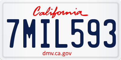 CA license plate 7MIL593