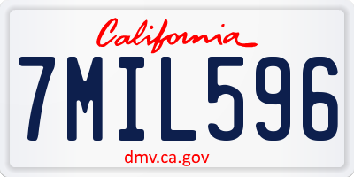 CA license plate 7MIL596
