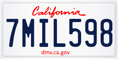 CA license plate 7MIL598