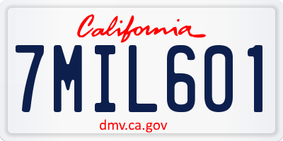 CA license plate 7MIL601