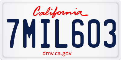 CA license plate 7MIL603