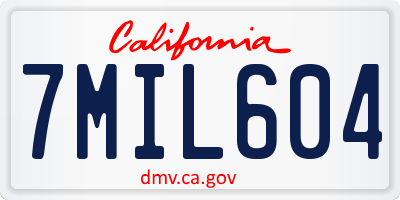 CA license plate 7MIL604