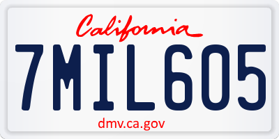 CA license plate 7MIL605