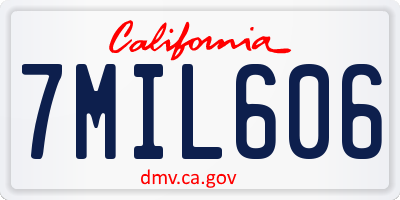 CA license plate 7MIL606