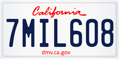 CA license plate 7MIL608