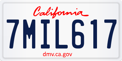 CA license plate 7MIL617