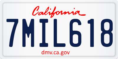 CA license plate 7MIL618