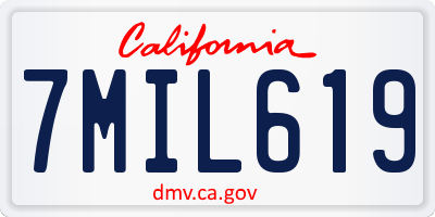 CA license plate 7MIL619