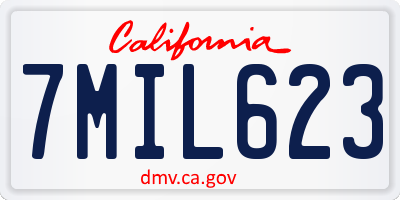 CA license plate 7MIL623