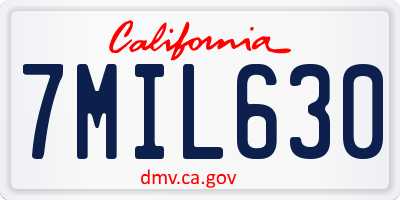 CA license plate 7MIL630
