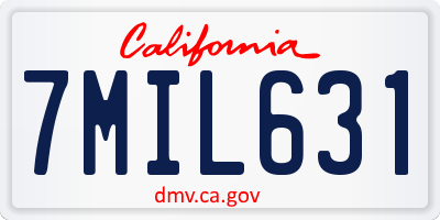 CA license plate 7MIL631