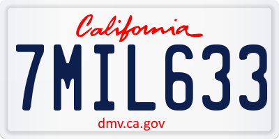 CA license plate 7MIL633