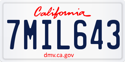 CA license plate 7MIL643