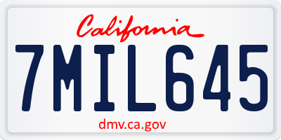 CA license plate 7MIL645
