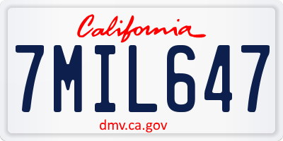 CA license plate 7MIL647