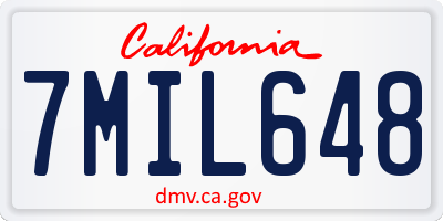 CA license plate 7MIL648